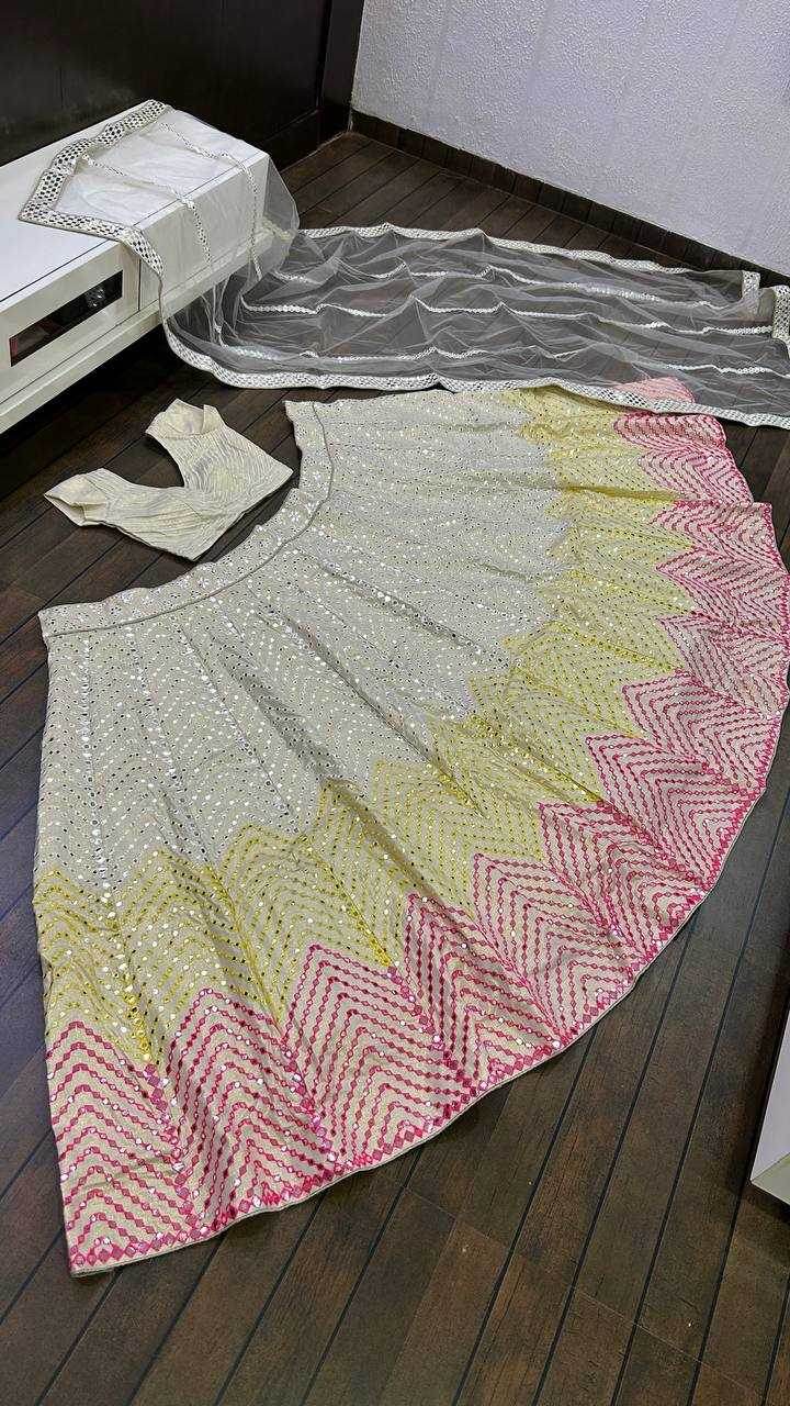 Satin Silk Mirror Work Banarasi Lehenga for Festive Elegance - MYLUXURY LANE ENTERPRISE